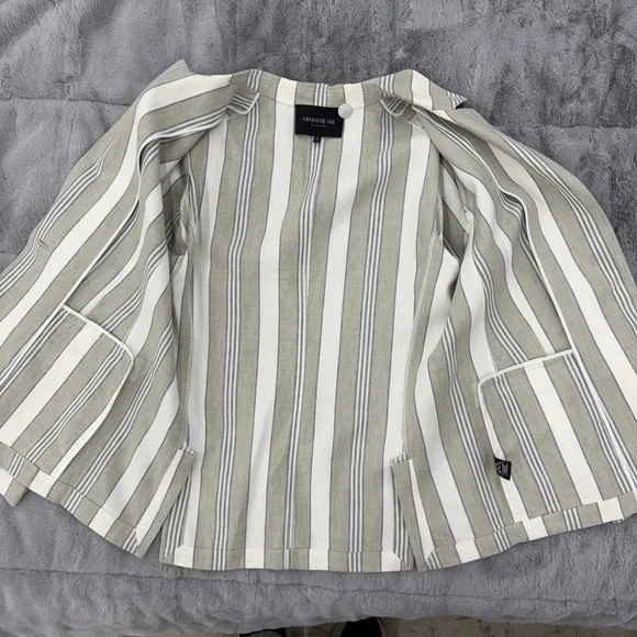 NWT Lafayette 148 Women Blazer Striped 100% Linen Neutral Career Casual 8 Luxury - Picture 2 of 16